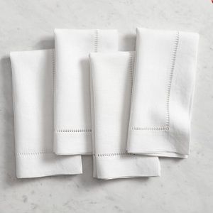 Pottery Barn Hemstitch Linen Napkins Set of 4 - New